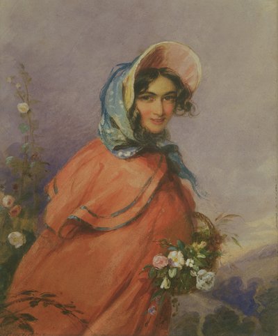 Ritratto di una signora in un paesaggio aperto da Francois Theodore Rochard