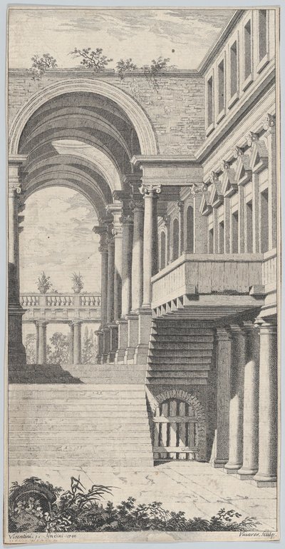Veduta architettonica con un arco da Francois Vivares
