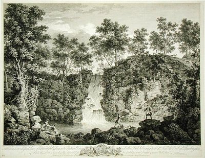 Vista di una Cascata a Bolton Park, Craven, Yorkshire, pubblicato nel 1753 (incisione) da Francois Vivarez