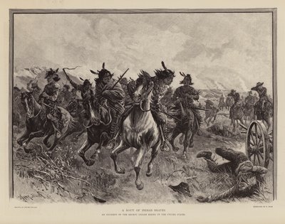Una rotta di guerrieri durante una rivolta dei nativi americani da Frank (after) Feller