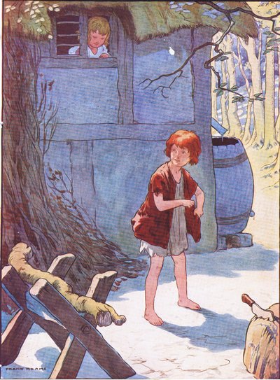 Hansel riempì la sua tasca di pietre, da Hansel e Gretel pubblicato da Blackie & Son Limited, c.1940 da Frank Adams