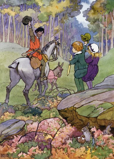 Illustrazione per I bambini nel bosco (litografia a colori) da Frank Adams