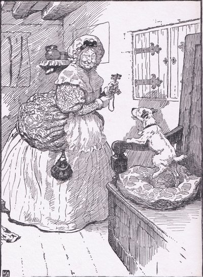 Vecchia Madre Hubbard-andò alla credenza, anni 