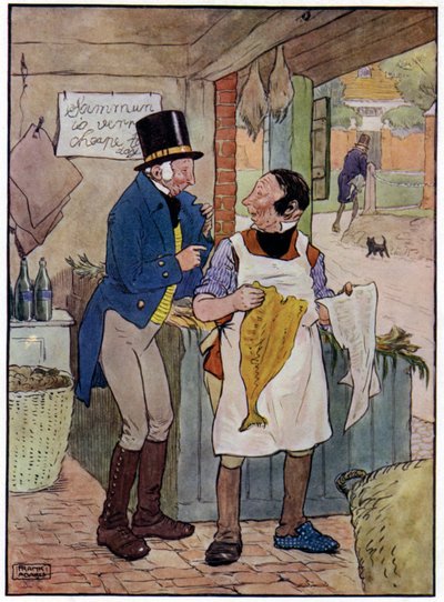 Tre allegri pescatori (litografia a colori) da Frank Adams