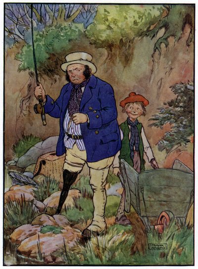 Tre allegri pescatori (litografia a colori) da Frank Adams