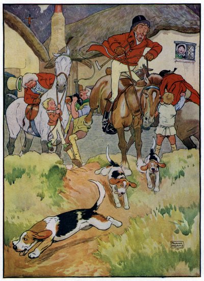 Tre allegri cacciatori (litografia a colori) da Frank Adams