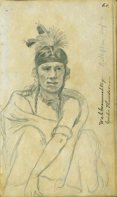 Ritratto di Good Thunder nel costume di un giocatore di palla, 1851 da Frank Blackwell Mayer