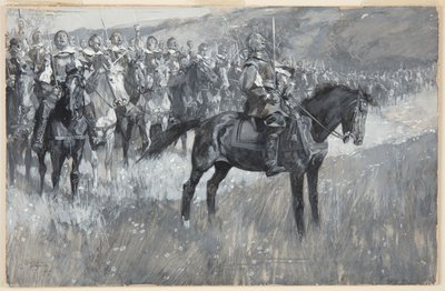 Cromwell e i suoi uomini cantano il Salmo 117 alla battaglia di Dunbar da Frank Craig