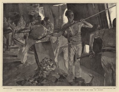 Più vapore, il foro di stoccaggio della HMS Nile durante la corsa a sud della flotta B da Frank Craig