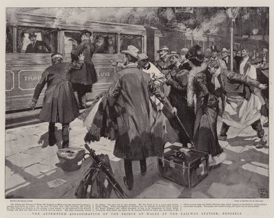 Il tentato assassinio del Principe di Galles alla stazione ferroviaria, Bruxelles da Frank Craig
