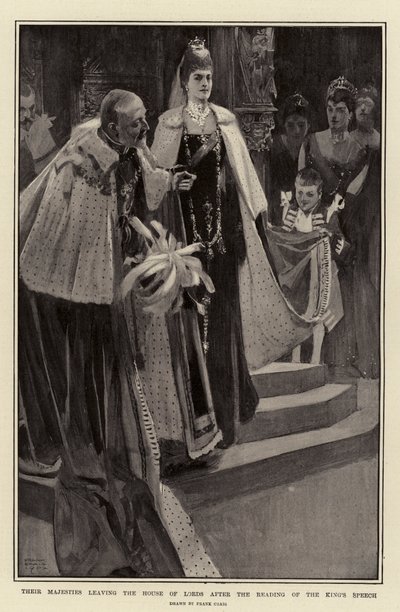 Le loro Maestà lasciano la Camera dei Lord dopo la lettura del discorso del Re da Frank Craig