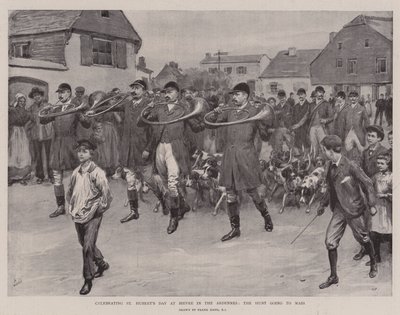 Celebrazione del Giorno di San Uberto a Bievre nelle Ardenne, la Caccia va a Messa da Frank Dadd