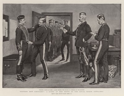 Adattamento delle nuove uniformi, una scena al deposito della Royal Horse Artillery da Frank Dadd