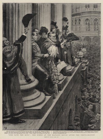 Dio salvi il Re, la scena alla Mansion House dopo la proclamazione da Frank Dadd