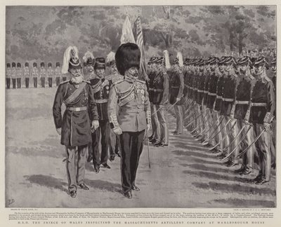 Sua Altezza Reale il Principe di Galles ispeziona la Compagnia di Artiglieria del Massachusetts a Marlborough House da Frank Dadd