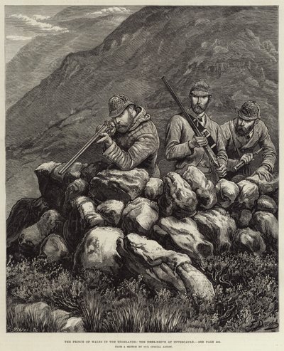 Il Principe di Galles nelle Highlands, la caccia al cervo a Invercauld da Frank Dadd