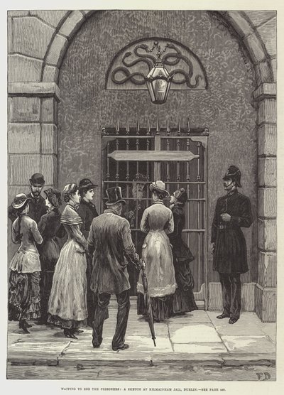 In attesa di vedere i prigionieri, uno schizzo alla prigione di Kilmainham, Dublino da Frank Dadd