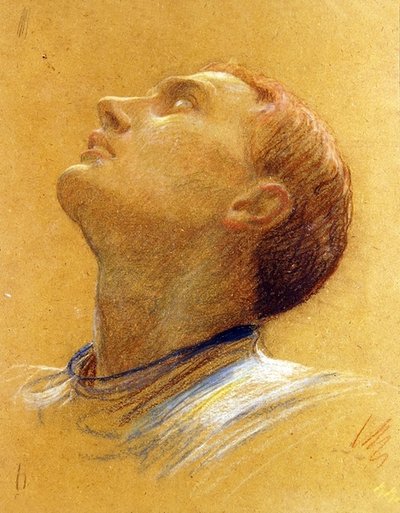 Studio di una testa rovesciata da Frank Dicksee