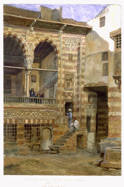 Un cortile, Al Hosh, nella casa di Shiekh Sadat, Il Cairo, 1873 da Frank Dillon