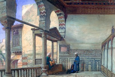 Loggia, ricevimento estivo, casa di Memlook Radnau Bey, Il Cairo, 1870 da Frank Dillon