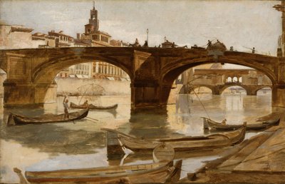 I ponti: Firenze, 1880 circa (olio su tela montato su cartoncino laminato) da Frank Duveneck