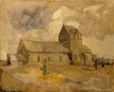 Chiesa e cimitero del villaggio, Bretagna da Frank Edwin Scott