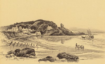 La vecchia Heysham con la bassa marea (litografia) da Frank Greenwood