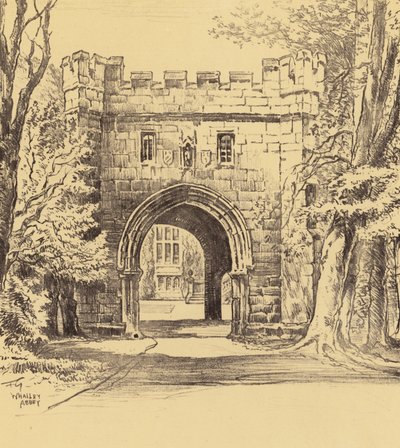 Abbazia di Whalley, La porta nord-orientale (litografia) da Frank Greenwood