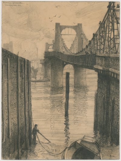 Ponte sospeso di Chelsea (incisione) da Frank Lewis Emanuel