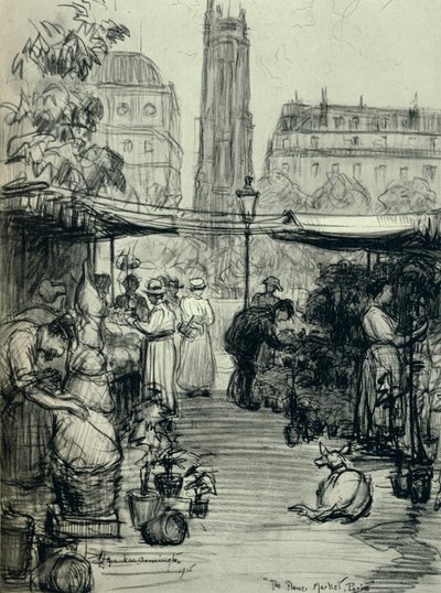Il mercato dei fiori, 1915 da Frank Milton Armington