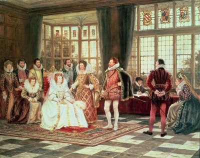 Regina Elisabetta I (1533-1603) in Corte da Frank Moss Bennett