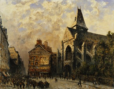 Scena di Strada dietro la Chiesa di Saint Medard, Parigi da Frank Myers Boggs