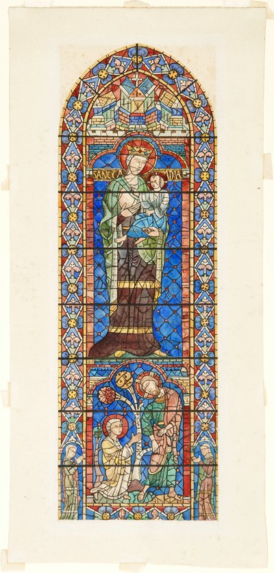 Studio di vetrata, cleristorio nord della navata, Cattedrale di Chartres, Francia da Frank Randal