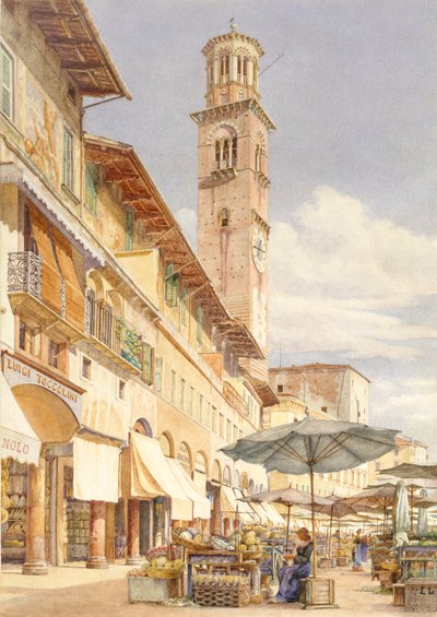 Piazza delle Erbe, Verona, giugno - settembre 1884 da Frank Randal