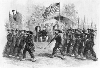 Marcia della "Guardia Garibaldina" davanti al Presidente Lincoln, 1861-1865 (c1880) da Frank Vizetelly