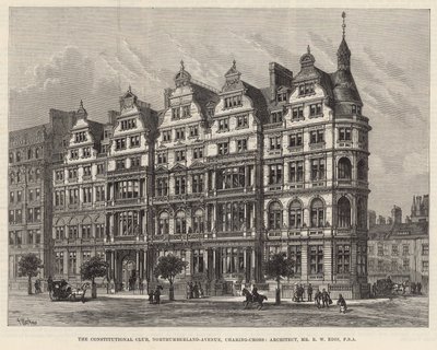 Il Constitutional Club, Northumberland Avenue (incisione) da Frank Watkins