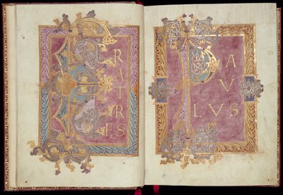 Ms McClean 30, ff.2v-3r: Pagine iniziali incorniciate con foglie di acanto, dall