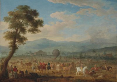 Veduta del Giura con una mongolfiera da François Jules Bourgoin