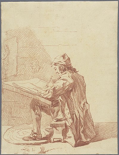Un artista che disegna nel suo studio da François André Vincent