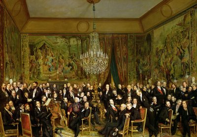 Il salone di Alfred Emilien, Conte de Nieuwerkerke al Louvre, 1855 da François August Biard