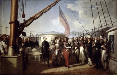 La Regina Vittoria riceve il Re Luigi Filippo I a bordo dello Yacht Reale, 2 settembre 1843 da François Auguste Biard