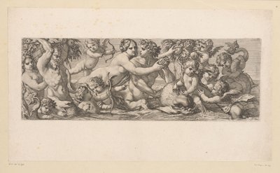 Bacco con satiro, nereide e putti nell