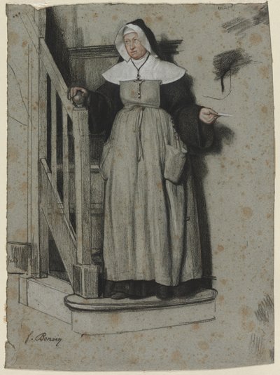 La lettera di ammissione, interno di un convento, c. 1867 da François Bonvin