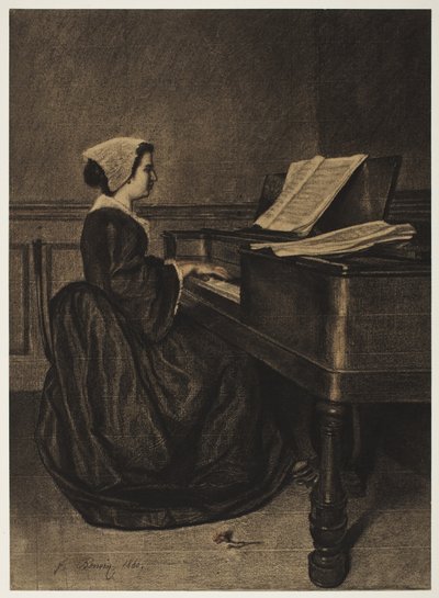 Donna al clavicembalo, 1860 da François Bonvin