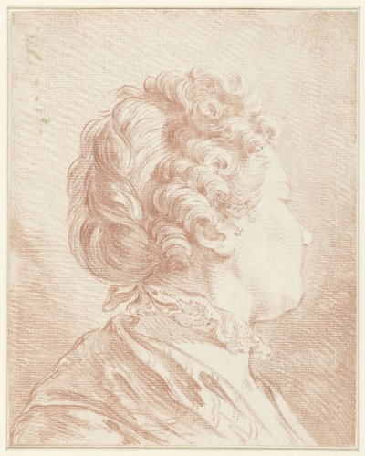 Testa di donna che guarda a destra con un colletto di pizzo da François Boucher (possibly)
