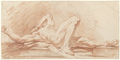 Studio di un uomo nudo sdraiato all