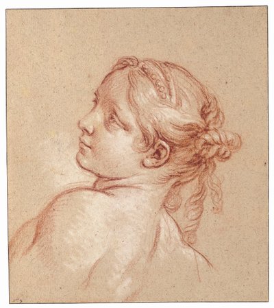 Una Ragazza, busto, la Testa Inclinata a Sinistra da François Boucher