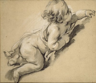 Un putto reclinato a destra da François Boucher