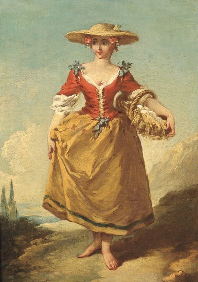 Ragazza contadina in un paesaggio con un cesto di uova da François Boucher