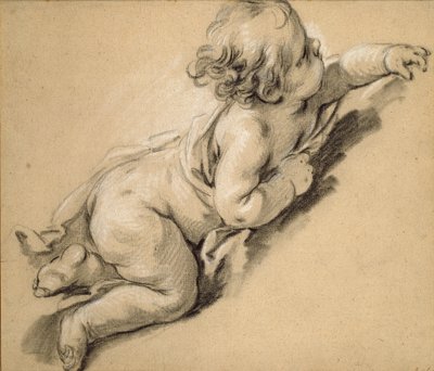 Putto sdraiato a destra, metà XVIII secolo da François Boucher